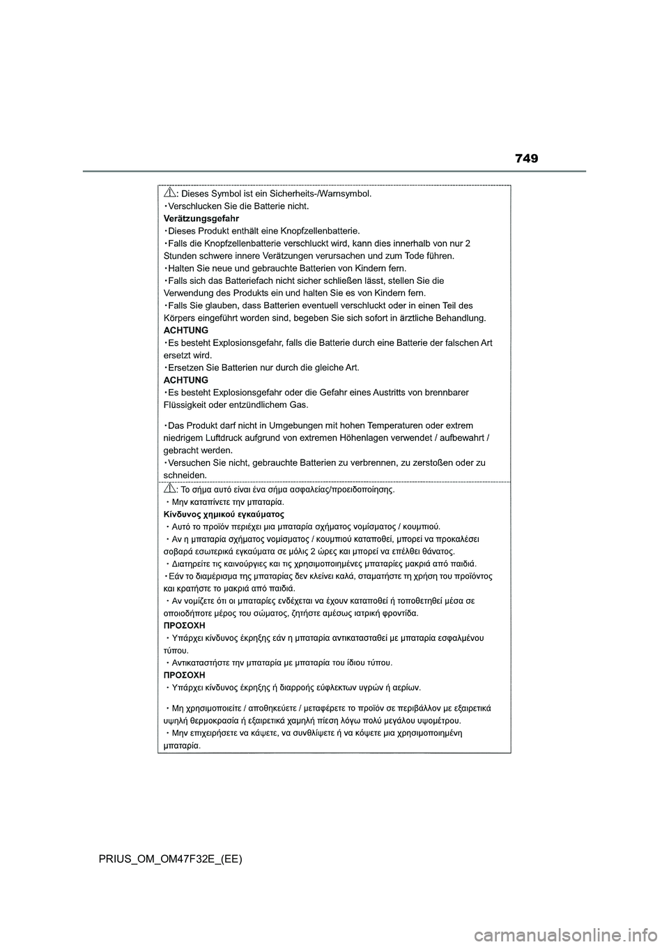 TOYOTA PRIUS 2023  Owners Manual 749
PRIUS_OM_OM47F32E_(EE) 
