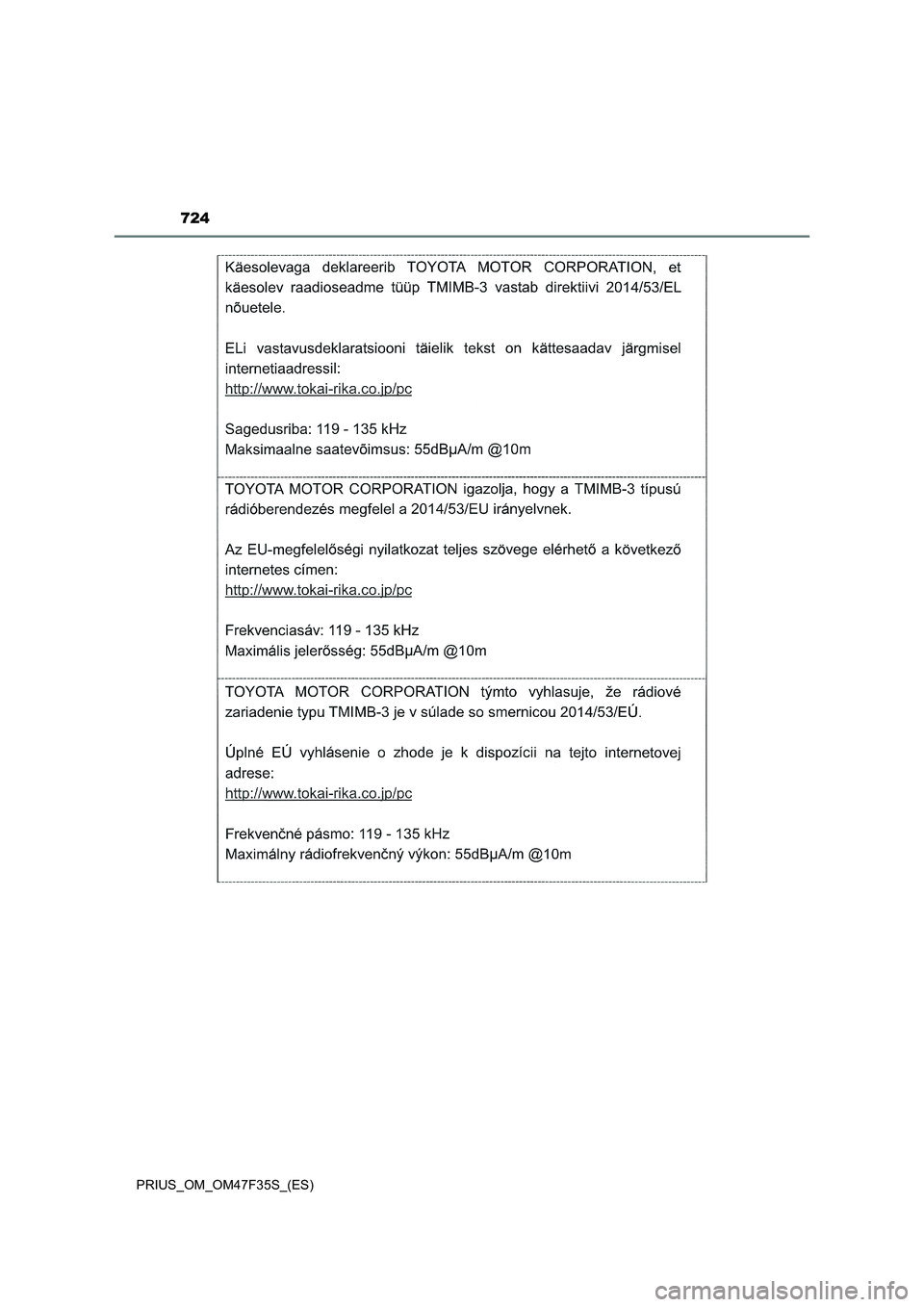 TOYOTA PRIUS 2023  Manual del propietario (in Spanish) 724
PRIUS_OM_OM47F35S_(ES) 