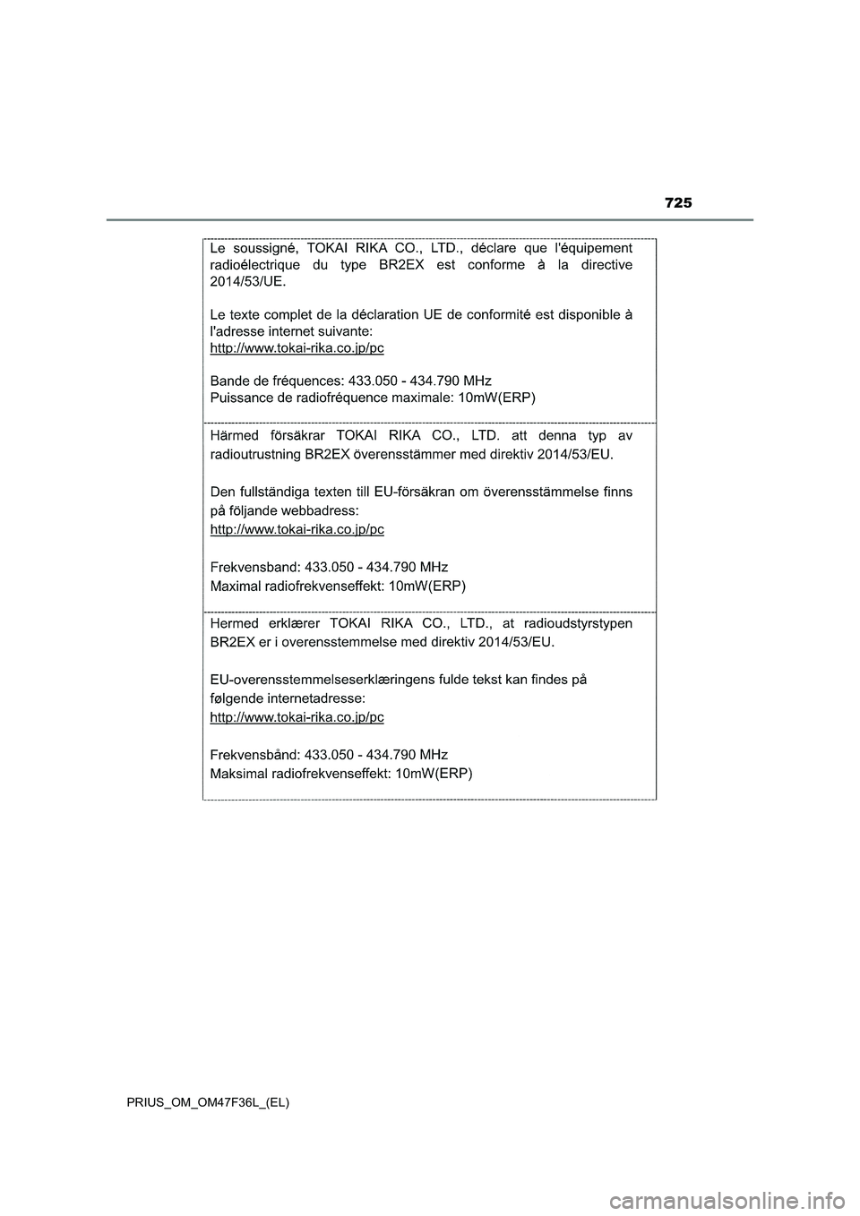 TOYOTA PRIUS 2023  Manuale duso (in Italian) 725
PRIUS_OM_OM47F36L_(EL) 