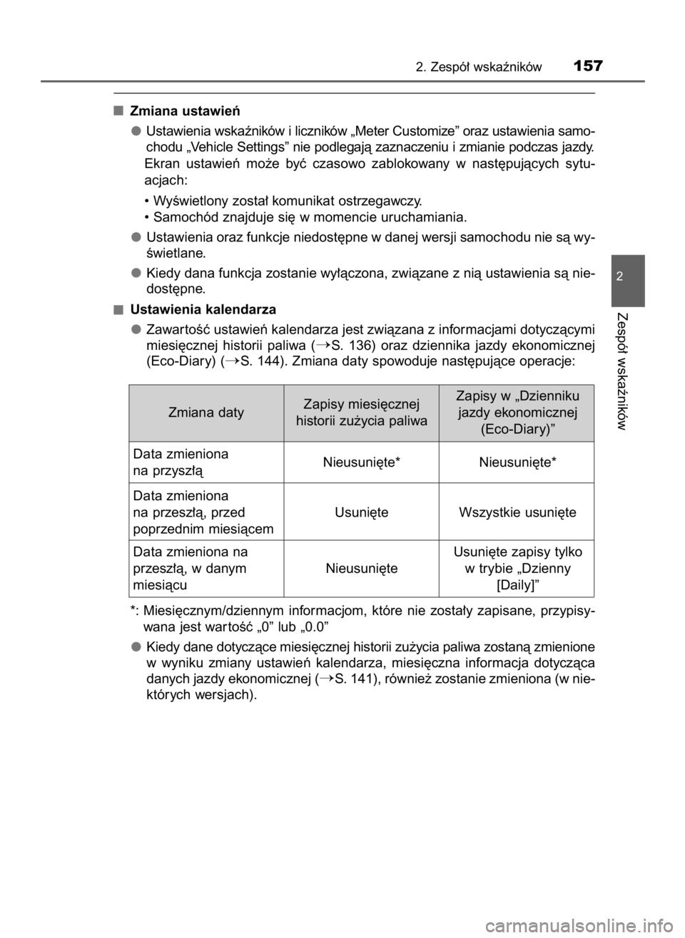 TOYOTA PRIUS 2016 Instrukcja obsługi (in Polish) Zmiana ustawieƒ
Ustawienia wskaêników i liczników „Meter Customize” oraz ustawienia samo-
chodu „Vehicle Settings” nie podlegajà zaznaczeniu i zmianie podczas jazdy.
Ekran ustawieƒ mo TOYOTA PRIUS 2016 Instrukcja obsługi (in Polish) Zmiana ustawieƒ
Ustawienia wskaêników i liczników „Meter Customize” oraz ustawienia samo-
chodu „Vehicle Settings” nie podlegajà zaznaczeniu i zmianie podczas jazdy.
Ekran ustawieƒ mo