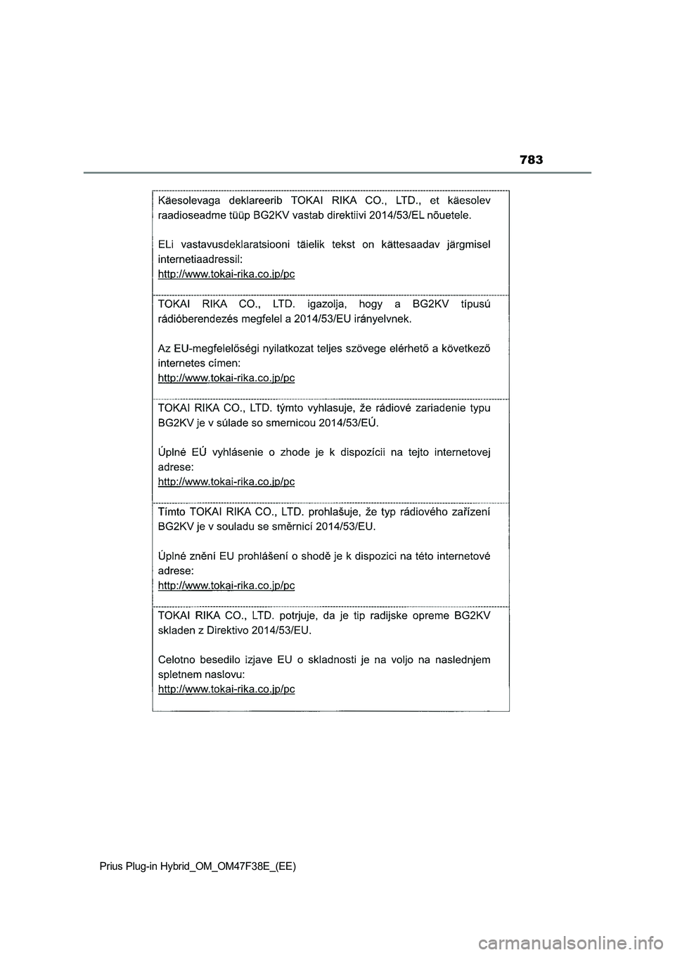 TOYOTA PRIUS PLUG-IN HYBRID 2023  Owners Manual 783
Prius Plug-in Hybrid_OM_OM47F38E_(EE) 