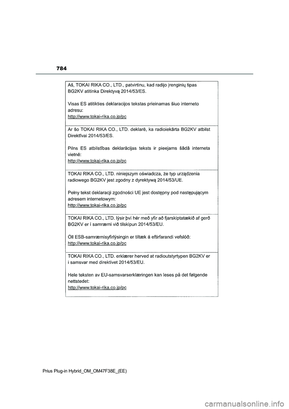 TOYOTA PRIUS PLUG-IN HYBRID 2023  Owners Manual 784
Prius Plug-in Hybrid_OM_OM47F38E_(EE) 