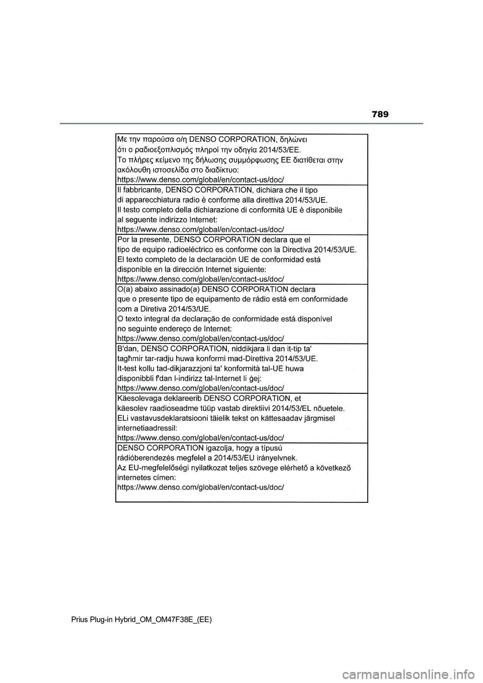 TOYOTA PRIUS PLUG-IN HYBRID 2023  Owners Manual 789
Prius Plug-in Hybrid_OM_OM47F38E_(EE) 