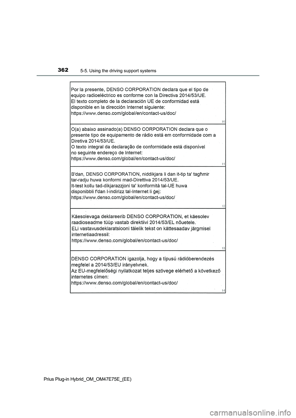 TOYOTA PRIUS PLUG-IN HYBRID 2022  Owners Manual 3625-5. Using the driving support systems
Prius Plug-in Hybrid_OM_OM47E75E_(EE) 