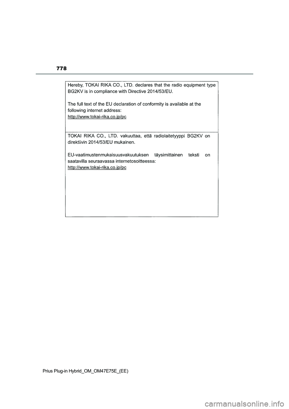 TOYOTA PRIUS PLUG-IN HYBRID 2022  Owners Manual 778
Prius Plug-in Hybrid_OM_OM47E75E_(EE) 