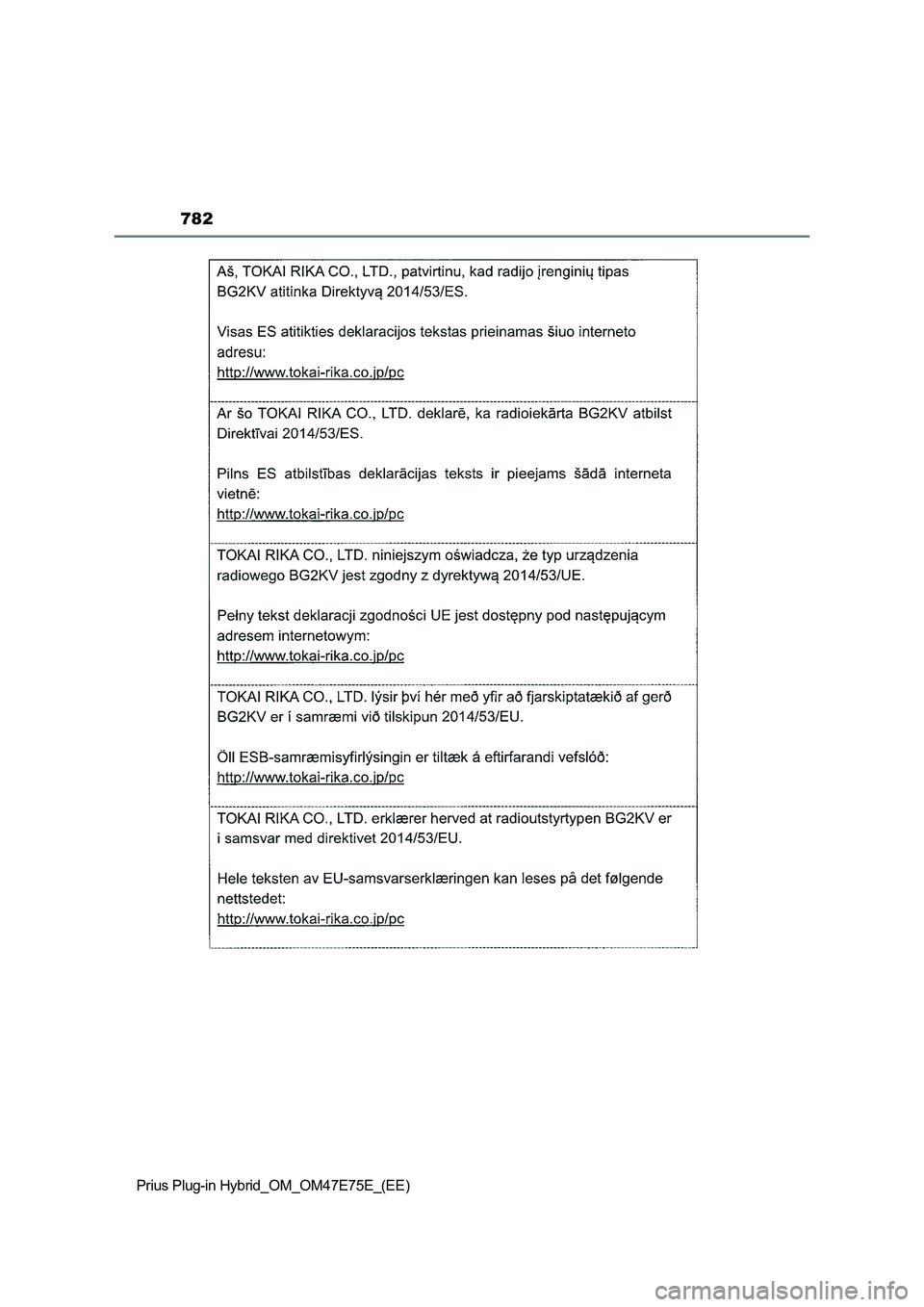 TOYOTA PRIUS PLUG-IN HYBRID 2022  Owners Manual 782
Prius Plug-in Hybrid_OM_OM47E75E_(EE) 