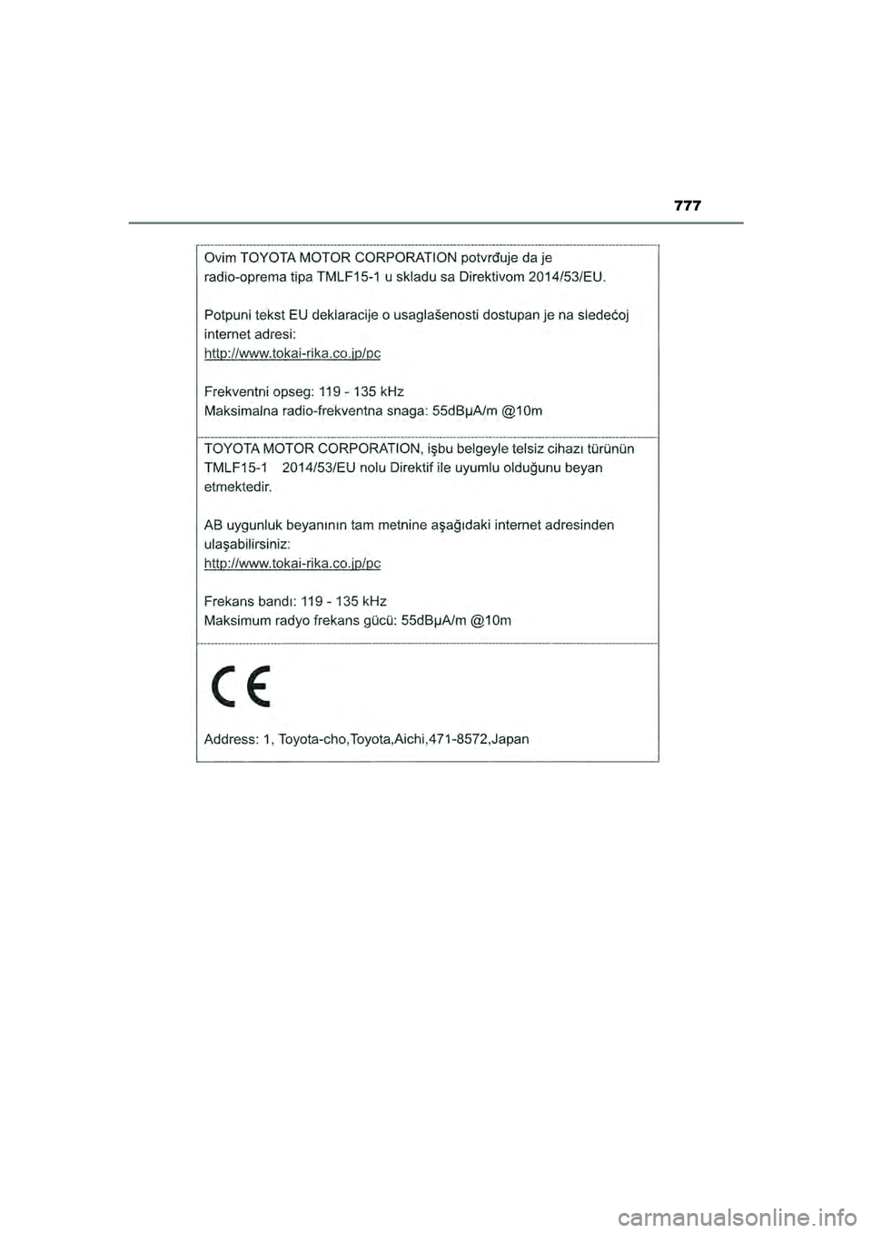 TOYOTA PRIUS PLUG-IN HYBRID 2022  Instructieboekje (in Dutch) 777
Prius Plug-in Hybrid_OM_OM47E75E_(EE)
Prius Plug-in Hybrid_OM_OM47E75E_(EE).book  Page 777  Tuesday, May 11, 2021  9:32 AM 