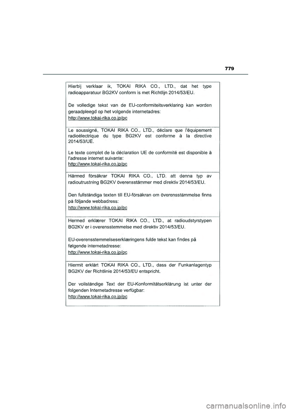 TOYOTA PRIUS PLUG-IN HYBRID 2022  Instructieboekje (in Dutch) 779
Prius Plug-in Hybrid_OM_OM47E75E_(EE)
Prius Plug-in Hybrid_OM_OM47E75E_(EE).book  Page 779  Tuesday, May 11, 2021  9:32 AM 