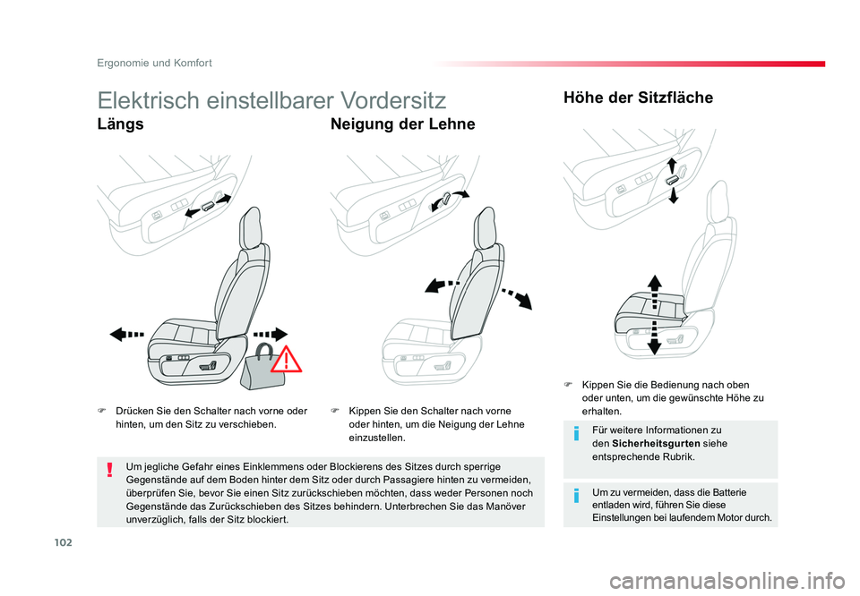TOYOTA PROACE 2016 Betriebsanleitungen (in German) 102
Ergonomie und Komfort
Jumpy _de_Chap03_ergonomie-et-confort_ed01-2016
Elektrisch einstellbarer Vordersitz
LängsNeigung der LehneHöhe der Sitzfläche
Um zu vermeiden, dass die Batterie
entladen TOYOTA PROACE 2016 Betriebsanleitungen (in German) 102
Ergonomie und Komfort
Jumpy _de_Chap03_ergonomie-et-confort_ed01-2016
Elektrisch einstellbarer Vordersitz
LängsNeigung der LehneHöhe der Sitzfläche
Um zu vermeiden, dass die Batterie
entladen