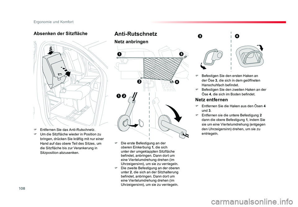 TOYOTA PROACE 2018 Betriebsanleitungen (in German) 108
Ergonomie und Komfort
Jumpy _de_Chap03_ergonomie-et-confort_ed01-2016
Absenken der Sitzfläche
F Entfernen Sie das Anti-Rutschnetz.
F Um die Sitzfläche wieder in Position zu bringen, drücken S TOYOTA PROACE 2018 Betriebsanleitungen (in German) 108
Ergonomie und Komfort
Jumpy _de_Chap03_ergonomie-et-confort_ed01-2016
Absenken der Sitzfläche
F Entfernen Sie das Anti-Rutschnetz.
F Um die Sitzfläche wieder in Position zu bringen, drücken S