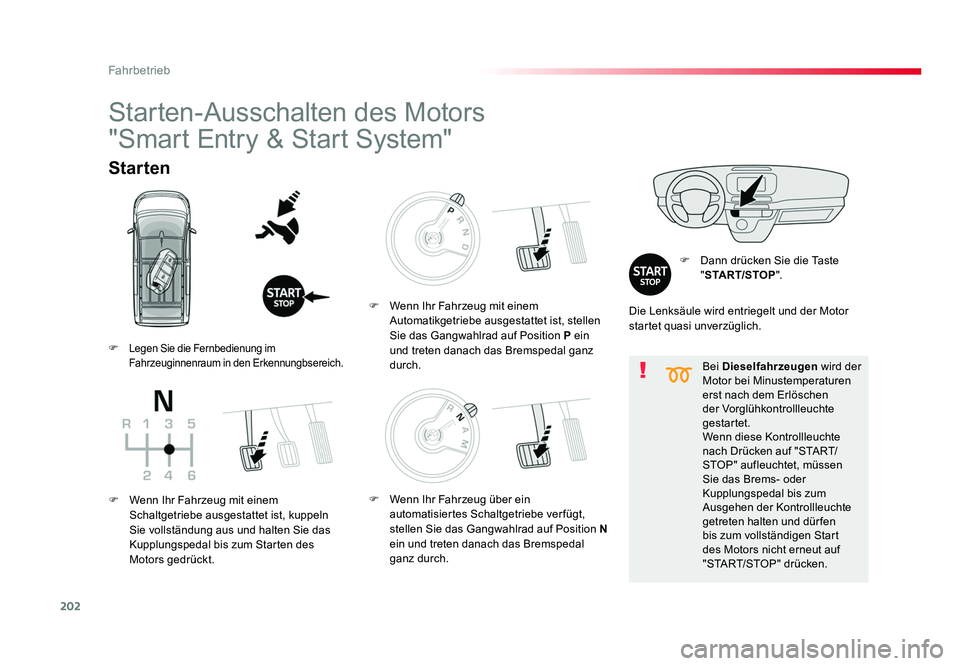 TOYOTA PROACE 2017  Betriebsanleitungen (in German) 202
Fahrbetrieb
Jumpy _de_Chap06_conduite_ed01-2016
Bei Dieselfahrzeugen  wird der 
Motor bei Minustemperaturen 
erst nach dem Erlöschen 
der Vorglühkontrollleuchte 
gestartet.
Wenn diese Kontrollle