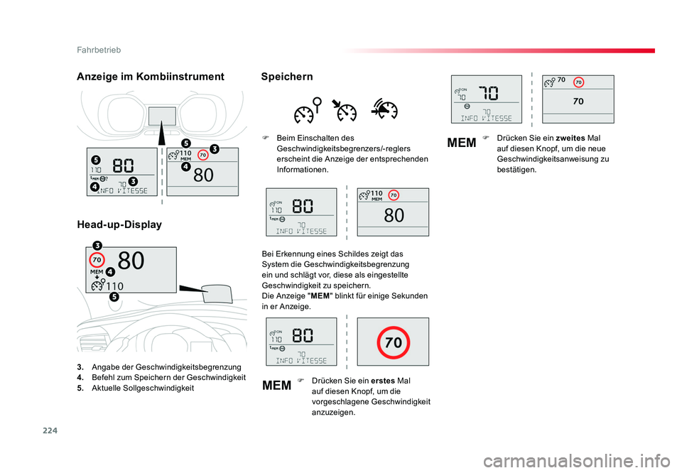 TOYOTA PROACE VERSO 2017  Betriebsanleitungen (in German) 224
MEMMEM
Fahrbetrieb
Proace_Verso_de_Chap06_conduite_ed01-2016
3.
  Angabe der Geschwindigkeitsbegrenzung
4.   Befehl zum Speichern der Geschwindigkeit
5.   Aktuelle Sollgeschwindigkeit
Anzeige im K