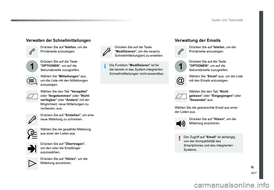 TOYOTA PROACE VERSO 2017 Betriebsanleitungen (in German) .
457
11
Audio und Telematik
Proace_Verso_de_Chap10c_RCC-1_ed01-2016
Verwaltung der Emails
Drücken Sie auf die Taste
"Modifizieren ", um die neue(n)
Schnellmitteilung(en) zu erstellen. Drü TOYOTA PROACE VERSO 2017 Betriebsanleitungen (in German) .
457
11
Audio und Telematik
Proace_Verso_de_Chap10c_RCC-1_ed01-2016
Verwaltung der Emails
Drücken Sie auf die Taste
"Modifizieren ", um die neue(n)
Schnellmitteilung(en) zu erstellen. Drü