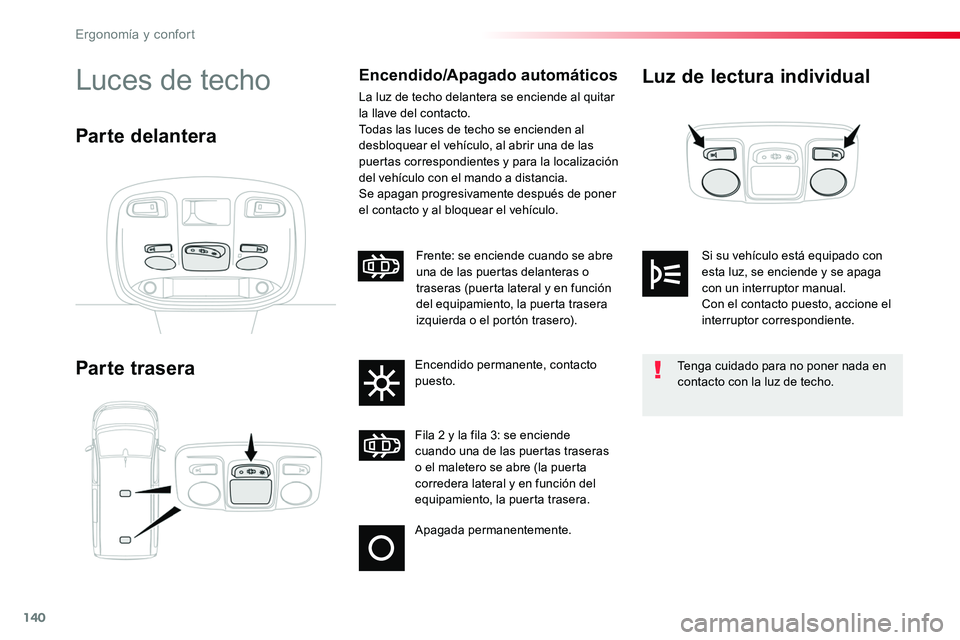 TOYOTA PROACE VERSO 2017 Manual del propietario (in Spanish) 140
ProaceVerso_es_Chap03_ergonomie-et-confort_ed01-2016
Luz de lectura individual
Parte trasera
Luces de techoEncendido/Apagado automáticos
La luz de techo delantera se enciende al quitar la llave d TOYOTA PROACE VERSO 2017 Manual del propietario (in Spanish) 140
ProaceVerso_es_Chap03_ergonomie-et-confort_ed01-2016
Luz de lectura individual
Parte trasera
Luces de techoEncendido/Apagado automáticos
La luz de techo delantera se enciende al quitar la llave d