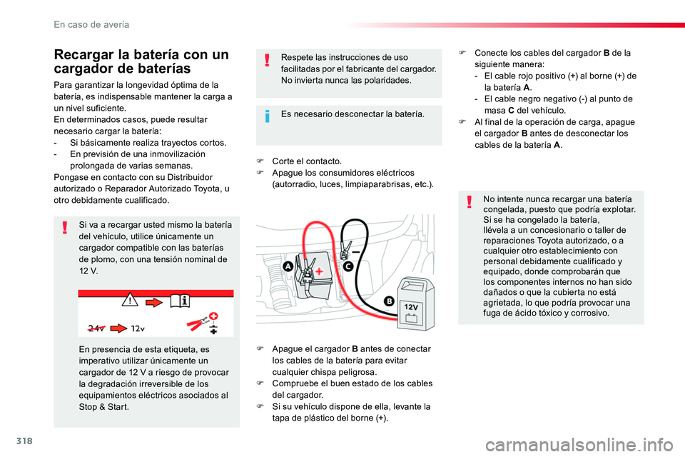 TOYOTA PROACE VERSO 2017 Manual del propietario (in Spanish) 318
ProaceVerso_es_Chap08_En-cas-de-panne_ed01-2016
Para garantizar la longevidad óptima de la batería, es indispensable mantener la carga a un nivel suficiente.En determinados casos, puede resultar TOYOTA PROACE VERSO 2017 Manual del propietario (in Spanish) 318
ProaceVerso_es_Chap08_En-cas-de-panne_ed01-2016
Para garantizar la longevidad óptima de la batería, es indispensable mantener la carga a un nivel suficiente.En determinados casos, puede resultar