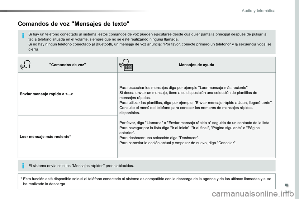 TOYOTA PROACE VERSO 2017 Manual del propietario (in Spanish) 341
ProaceVerso_es_Chap10b_NAC-1_ed01-2016
"Comandos de voz"Mensajes de ayuda
Enviar mensaje rápido a <...>
Para escuchar los mensajes diga por ejemplo "Leer mensaje más reciente". S TOYOTA PROACE VERSO 2017 Manual del propietario (in Spanish) 341
ProaceVerso_es_Chap10b_NAC-1_ed01-2016
"Comandos de voz"Mensajes de ayuda
Enviar mensaje rápido a <...>
Para escuchar los mensajes diga por ejemplo "Leer mensaje más reciente". S