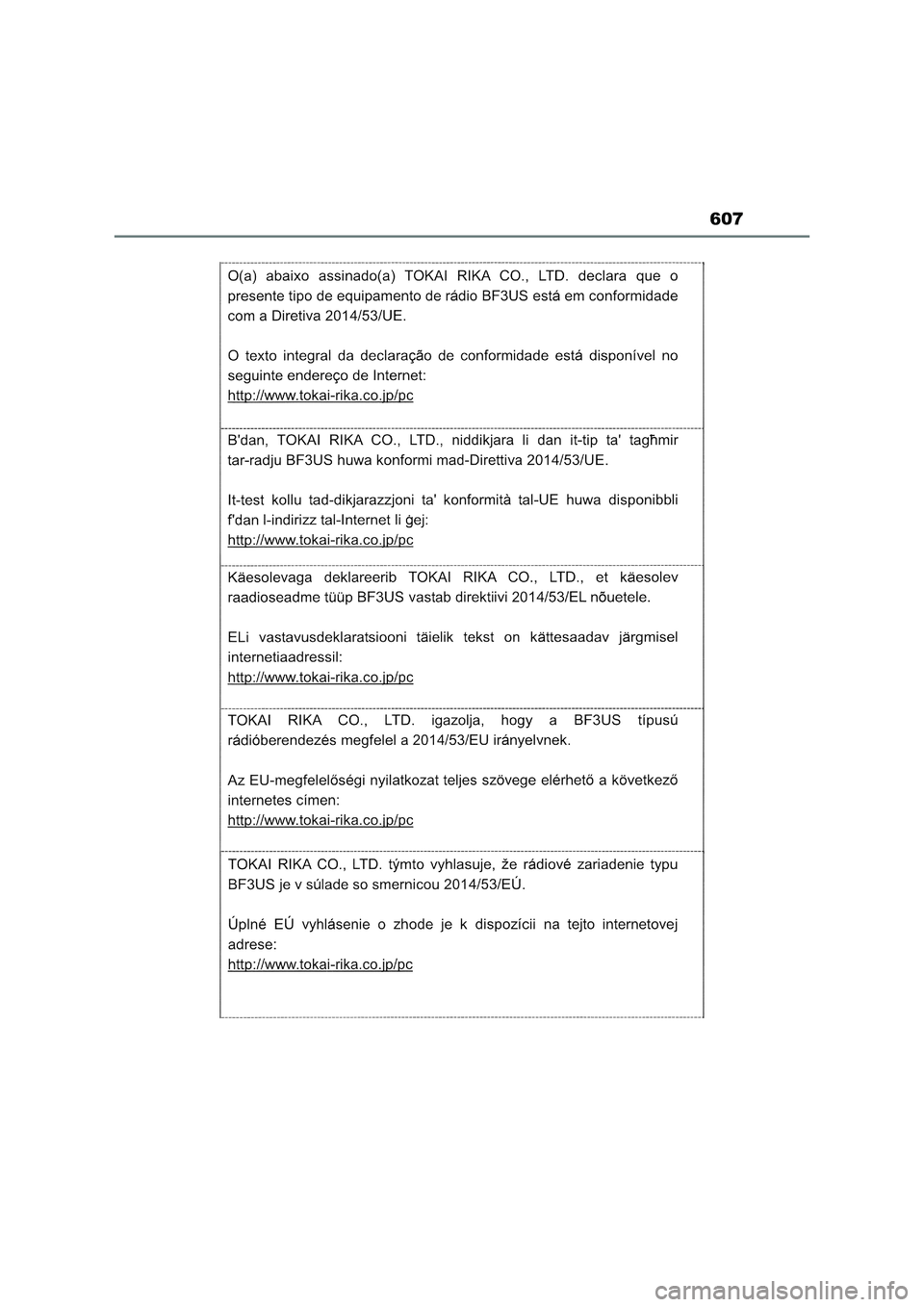 TOYOTA RAV4 2023  Manual del propietario (in Spanish) 607 