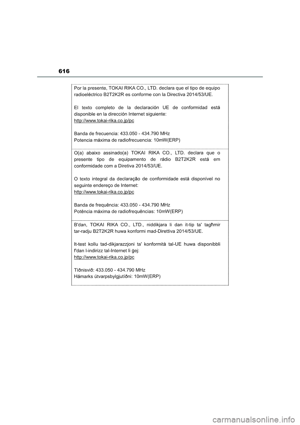 TOYOTA RAV4 2023  Manual del propietario (in Spanish) 616 
