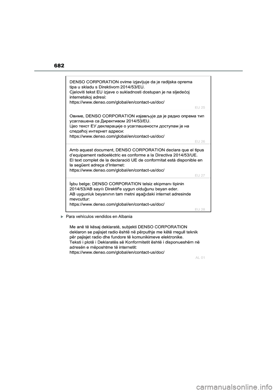 TOYOTA RAV4 2023  Manual del propietario (in Spanish) 682
Para vehículos vendidos en Albania 