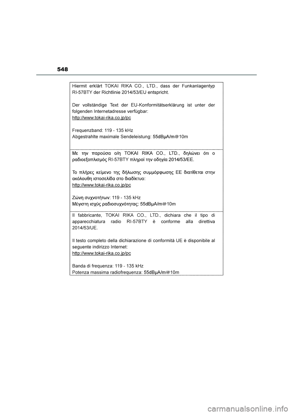 TOYOTA RAV4 2023  Manuale duso (in Italian) 548 