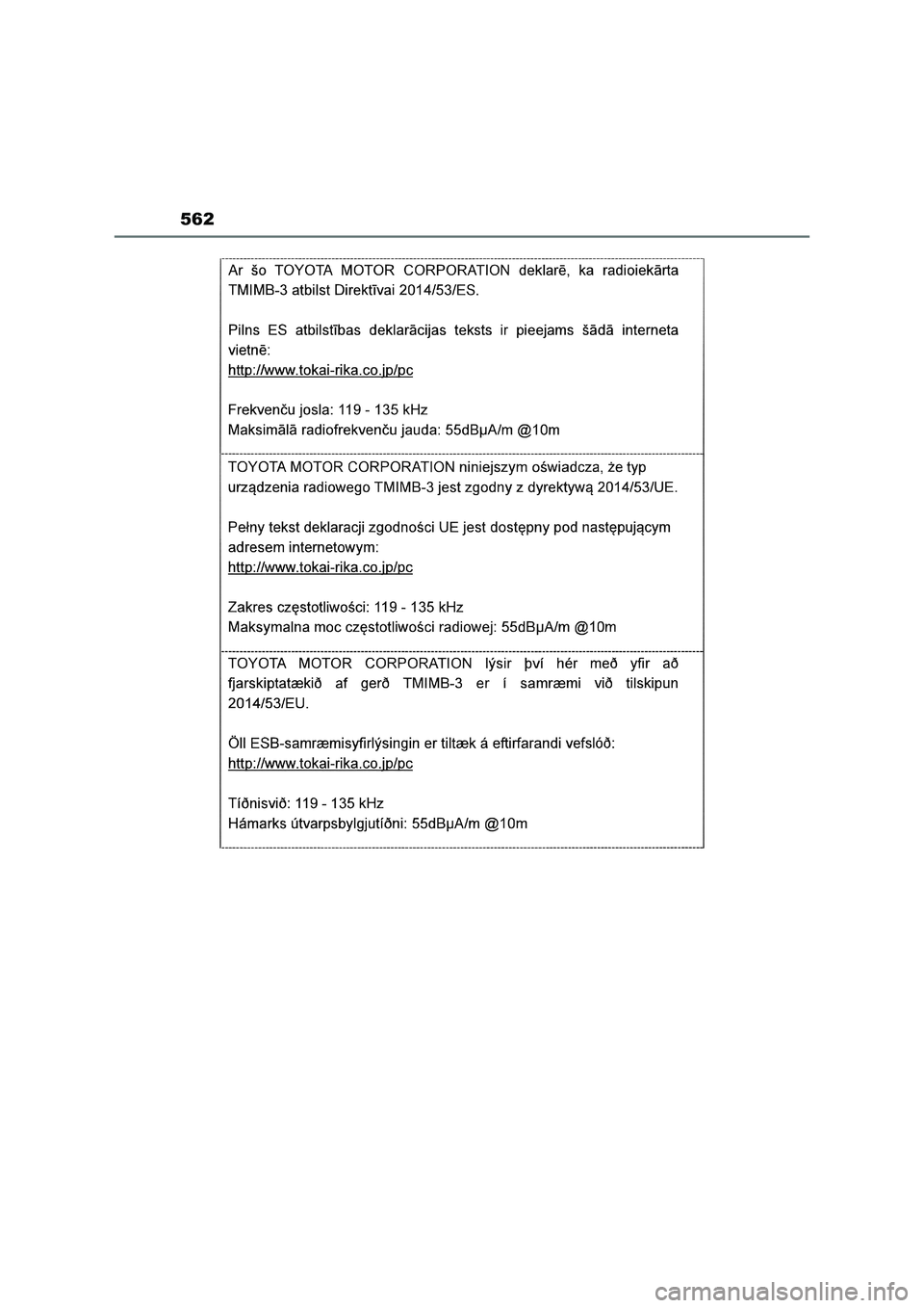 TOYOTA RAV4 2023  Manuale duso (in Italian) 562 