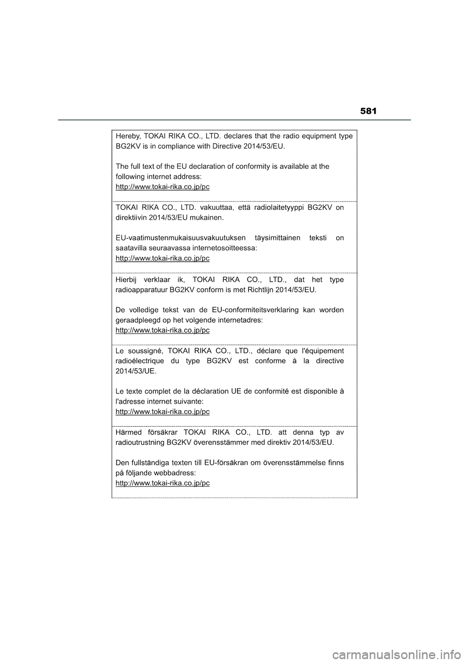 TOYOTA RAV4 2023  Manuale duso (in Italian) 581 