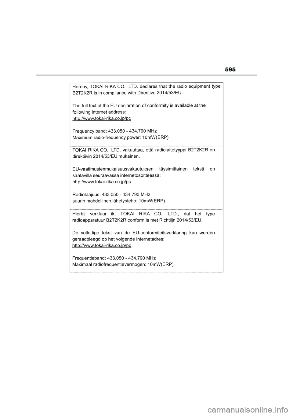 TOYOTA RAV4 2023  Manuale duso (in Italian) 595 