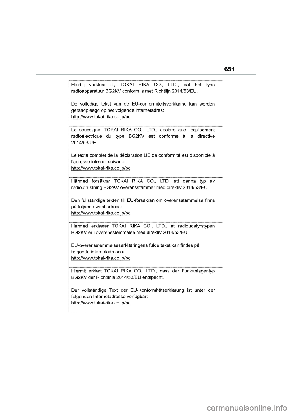 TOYOTA RAV4 2022  Manuale duso (in Italian) 651 