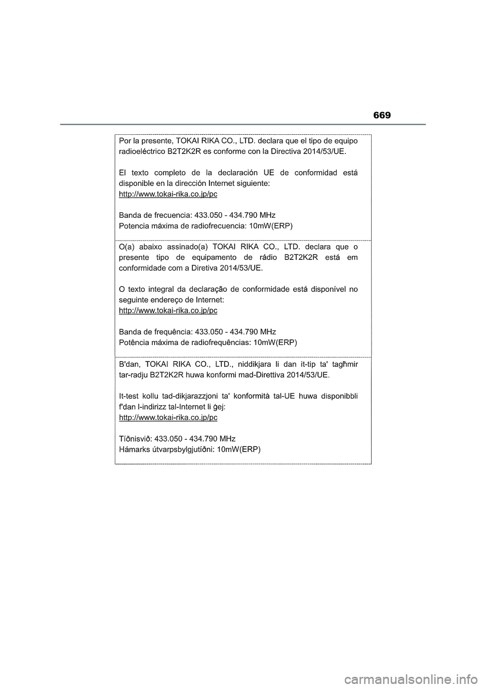TOYOTA RAV4 2022  Manuale duso (in Italian) 669 