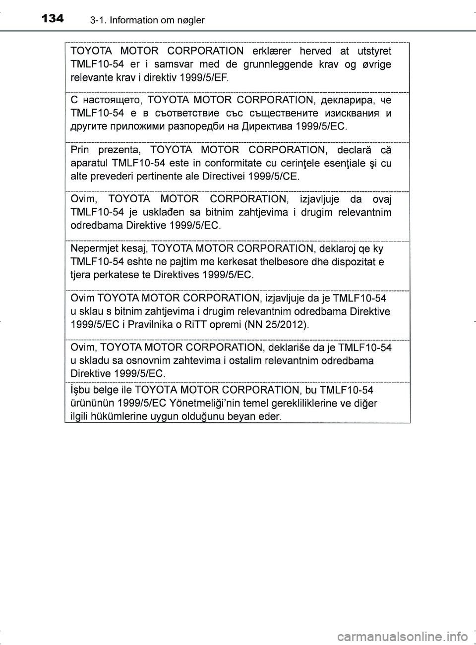 TOYOTA RAV4 2017  Brugsanvisning (in Danish) 1343-1. Information om nøgler
OM42753DK
OM42753DK.book  Page 134  Wednesday, September 7, 2016  2:13 PM 