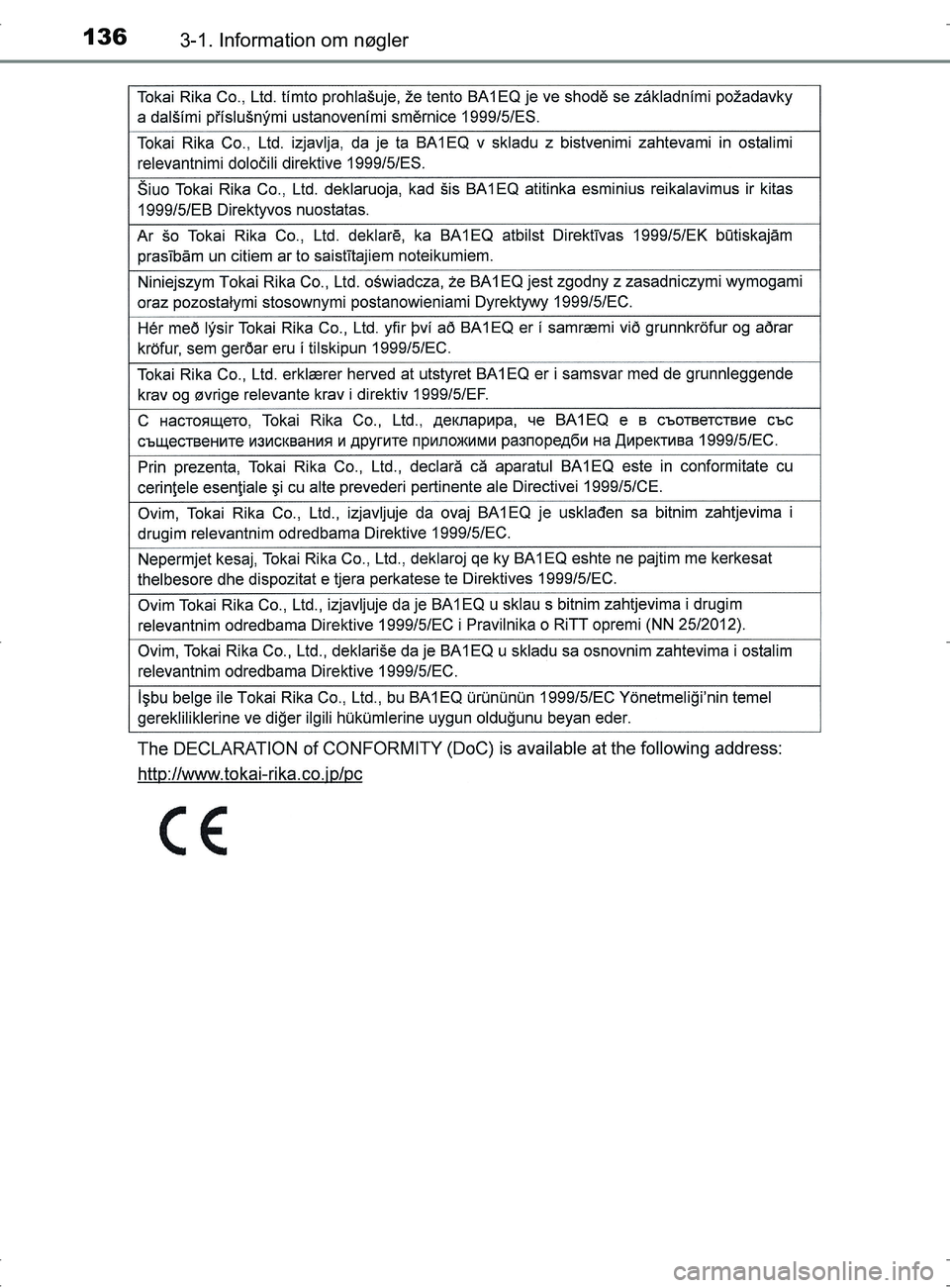 TOYOTA RAV4 2017  Brugsanvisning (in Danish) 1363-1. Information om nøgler
OM42753DK
OM42753DK.book  Page 136  Wednesday, September 7, 2016  2:13 PM 