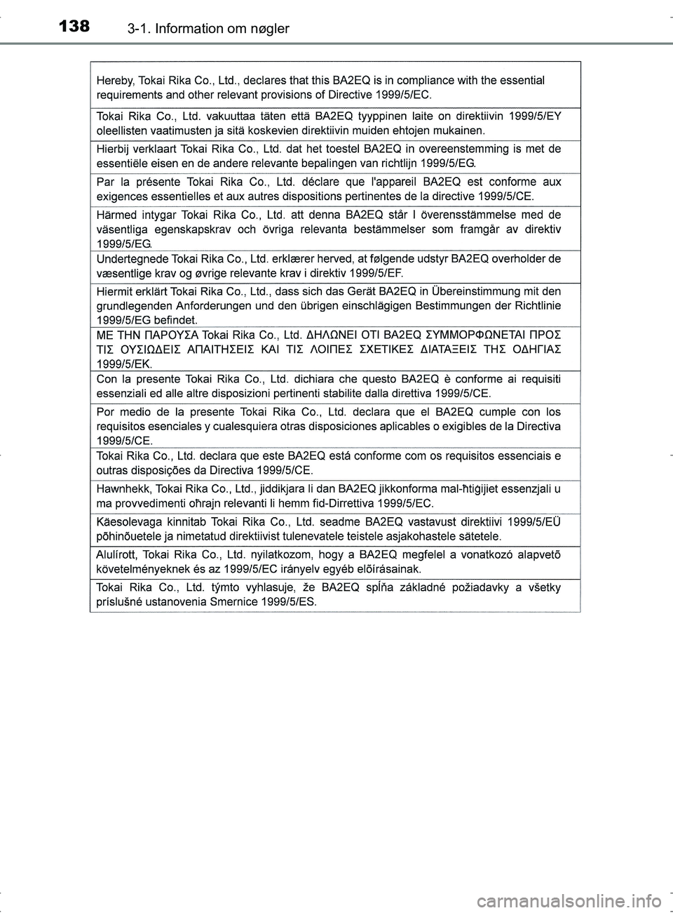 TOYOTA RAV4 2017  Brugsanvisning (in Danish) 1383-1. Information om nøgler
OM42753DK
OM42753DK.book  Page 138  Wednesday, September 7, 2016  2:13 PM 