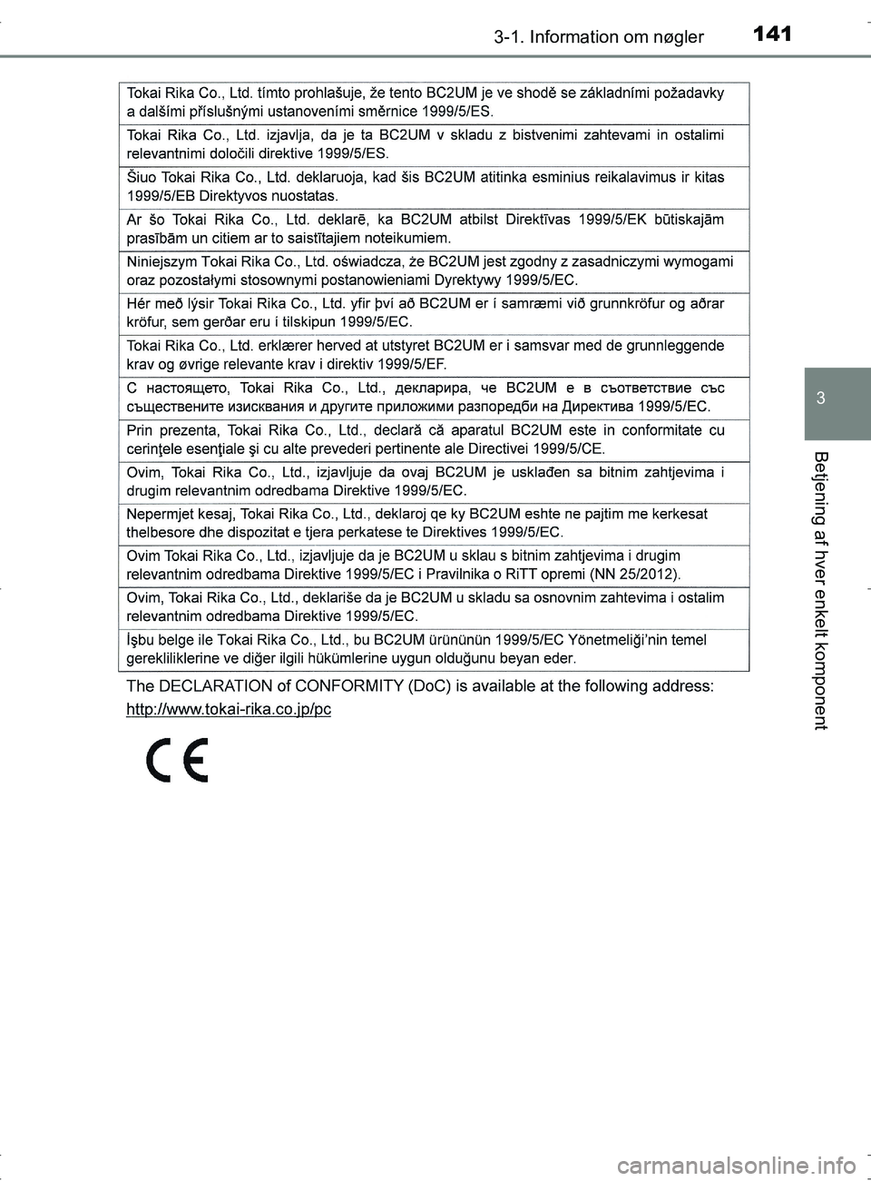 TOYOTA RAV4 2017  Brugsanvisning (in Danish) 1413-1. Information om nøgler
3
Betjening af hver enkelt komponent
OM42753DK
OM42753DK.book  Page 141  Wednesday, September 7, 2016  2:13 PM 