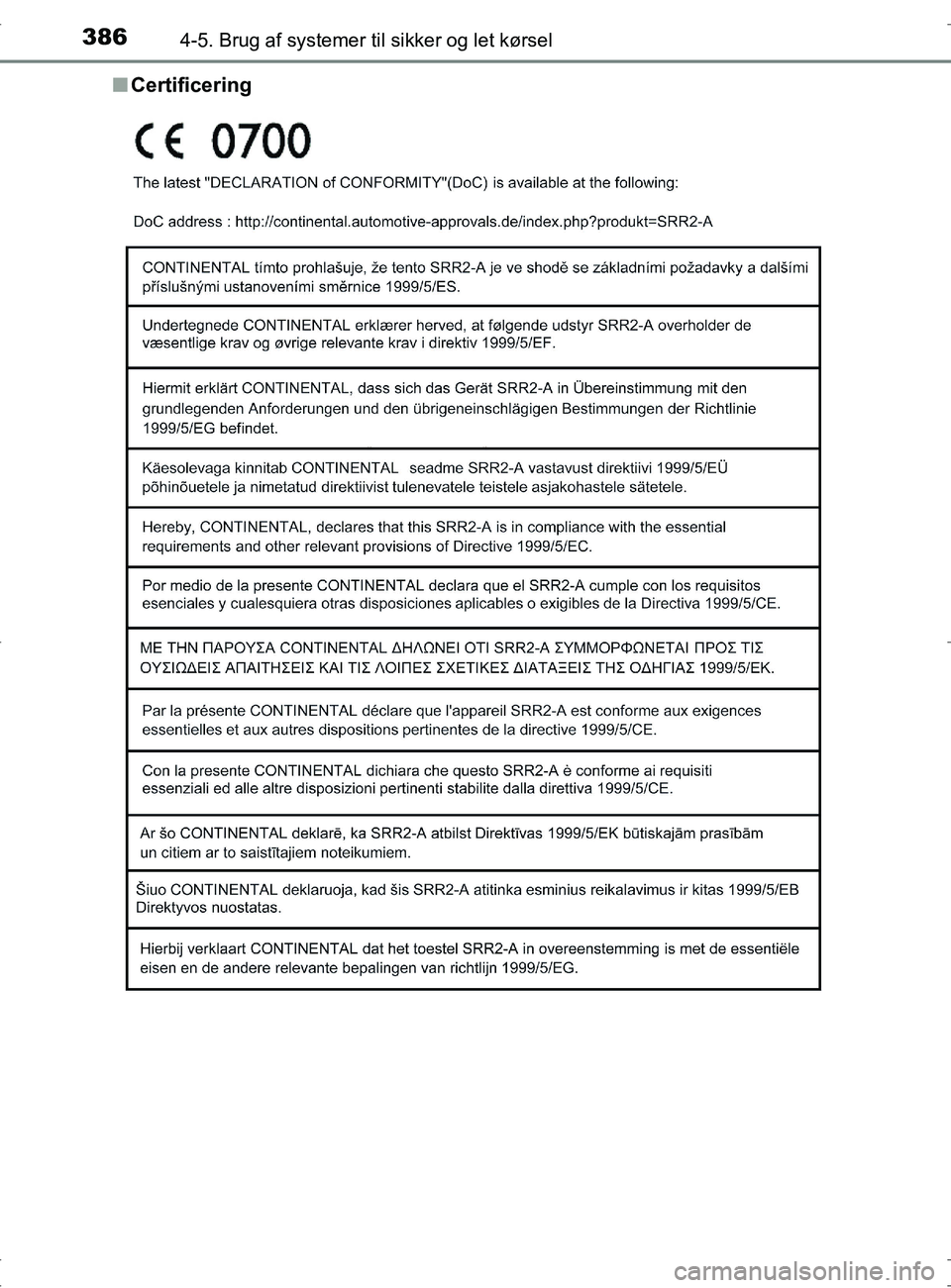 TOYOTA RAV4 2017  Brugsanvisning (in Danish) 3864-5. Brug af systemer til sikker og let kørsel
OM42753DKn
Certificering
OM42753DK.book  Page 386  Wednesday, September 7, 2016  2:13 PM 