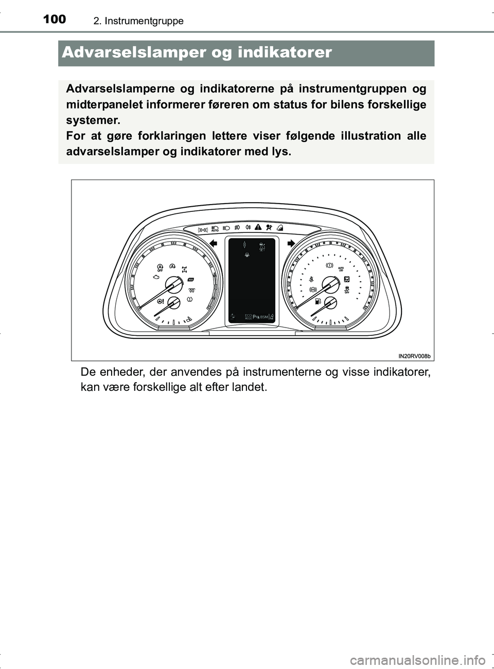 TOYOTA RAV4 2017  Brugsanvisning (in Danish) 1002. Instrumentgruppe
OM42753DK
Advarselslamper og indikatorer
De enheder, der anvendes på instrumenterne og visse indikatorer,
kan være forskellige alt efter landet.
Advarselslamperne og indikator