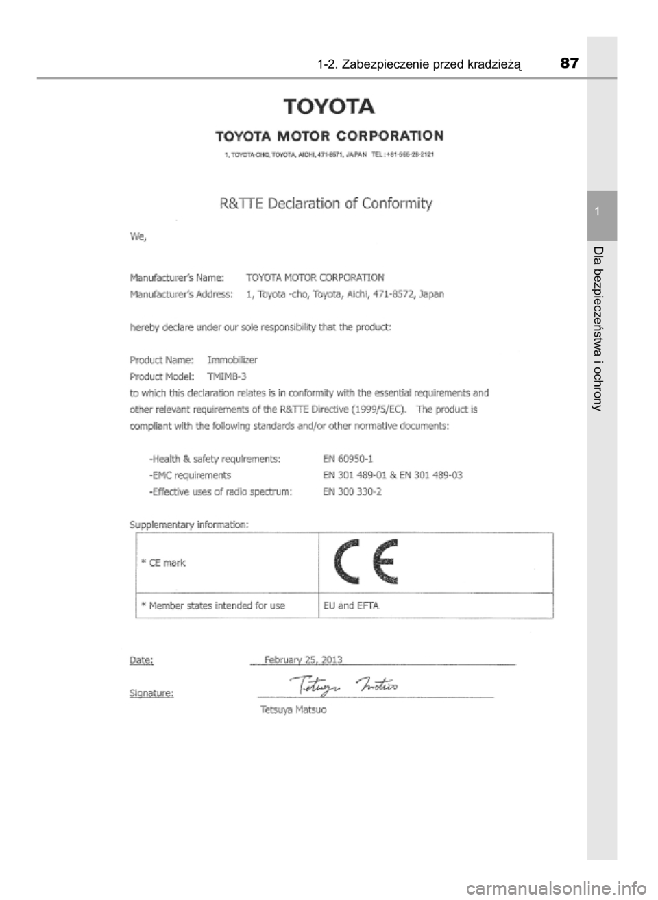 TOYOTA RAV4 2017  Instrukcja obsługi (in Polish) 1-2. Zabezpieczenie przed kradzie˝à87
1
Dla bezpieczeƒstwa i ochrony
44 RAV4_OM42753E  2/9/16  10:33  Page 87    (Black plate) 