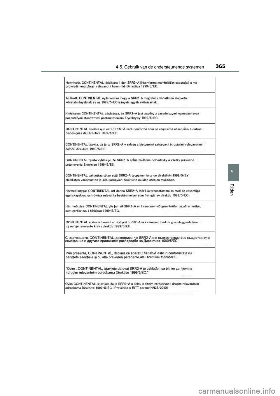 TOYOTA RAV4 2016  Instructieboekje (in Dutch) 3654-5. Gebruik van de ondersteunende systemen
4
Rijden
RAV4_OM_OM42A45E_(EE)
RAV4_OM_OM42A45E_(EE).book  Page 365  Tuesday, October 20, 2015  11:26 AM 