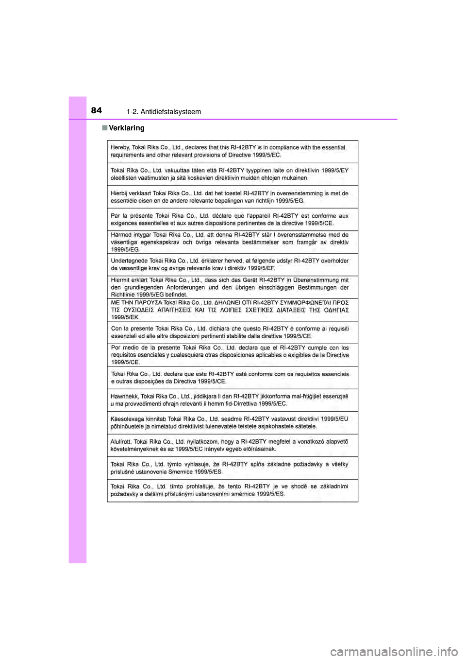 TOYOTA RAV4 2016  Instructieboekje (in Dutch) 841-2. Antidiefstalsysteem
RAV4_OM_OM42A45E_(EE)■
Ve rk l a r i n g
RAV4_OM_OM42A45E_(EE).book  Page 84   Tuesday, October 20, 2015  11:26 AM 