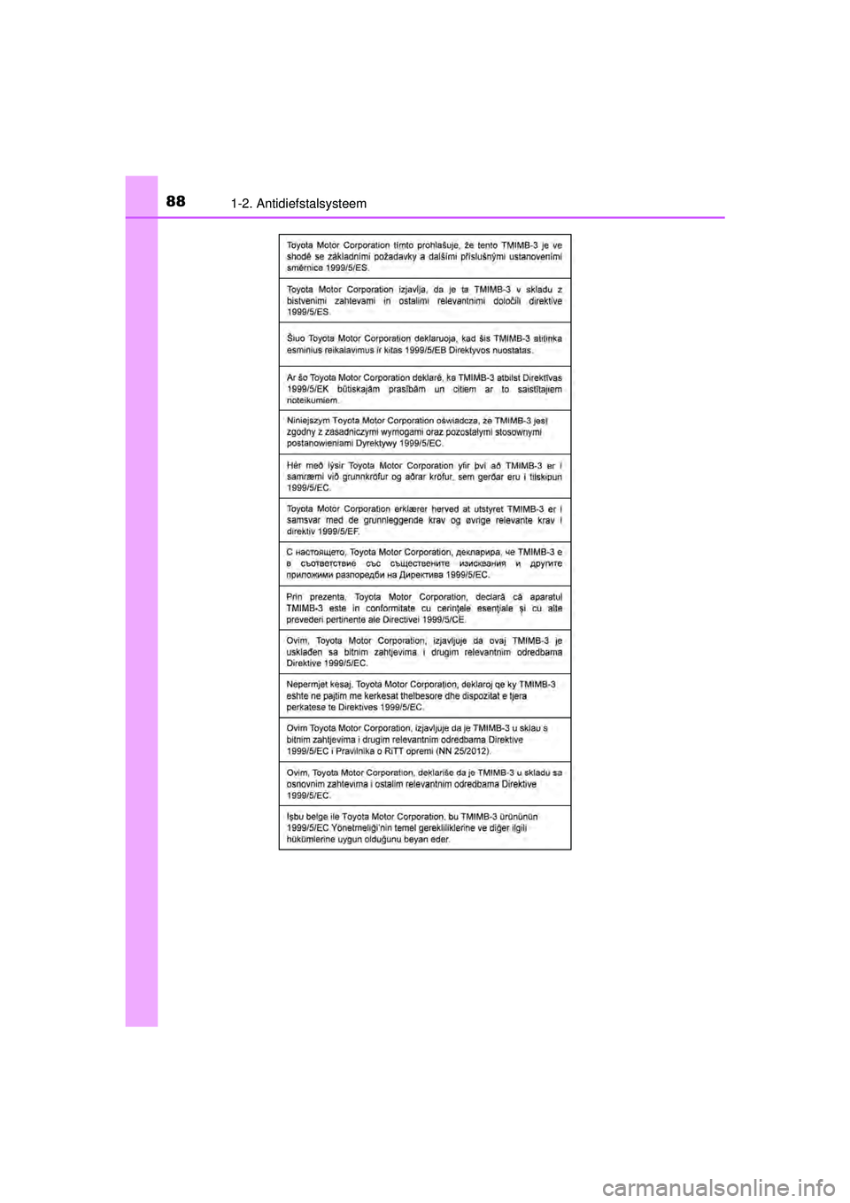 TOYOTA RAV4 2016  Instructieboekje (in Dutch) 881-2. Antidiefstalsysteem
RAV4_OM_OM42A45E_(EE)
RAV4_OM_OM42A45E_(EE).book  Page 88  Tuesday, October 20, 2015  11:26 AM 