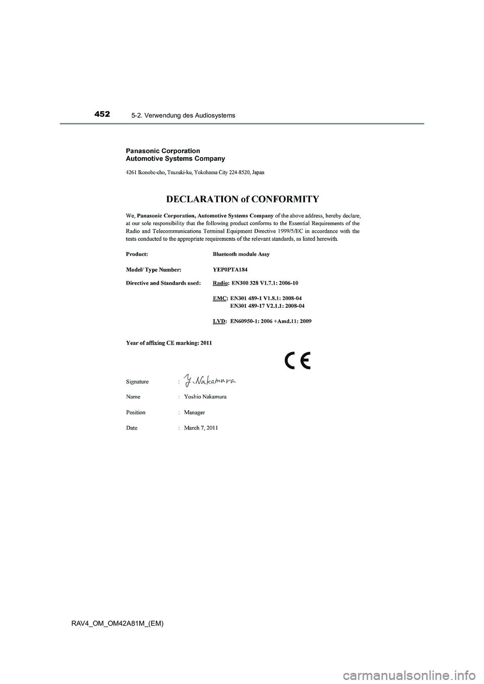 TOYOTA RAV4 2015  Betriebsanleitungen (in German) 4525-2. Verwendung des Audiosystems
RAV4_OM_OM42A81M_(EM) 