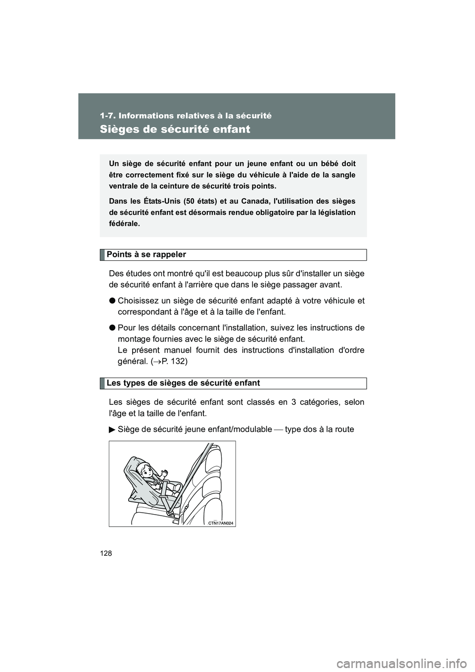 TOYOTA RAV4 2010 Manuel du propriétaire (in French) 128
1-7. Informations relatives à la sécurité
Rav4_D
Sièges de sécurité enfant
Points à se rappelerDes études ont montré quil est beaucoup plus sûr dinstaller un siège
de sécurité enfan TOYOTA RAV4 2010 Manuel du propriétaire (in French) 128
1-7. Informations relatives à la sécurité
Rav4_D
Sièges de sécurité enfant
Points à se rappelerDes études ont montré quil est beaucoup plus sûr dinstaller un siège
de sécurité enfan