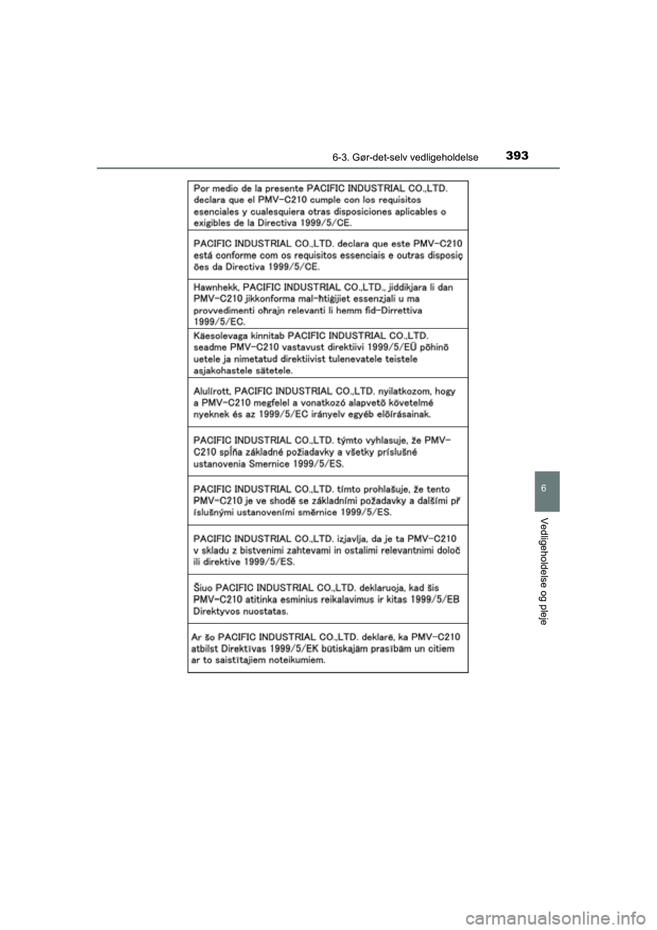 TOYOTA RAV4 HYBRID 2016  Brugsanvisning (in Danish) 3936-3. Gør-det-selv vedligeholdelse
OM42A57DK
6
Vedligeholdelse og pleje
OM42A57DK.book  Page 393  Tuesday, December 15, 2015  9:07 PM 