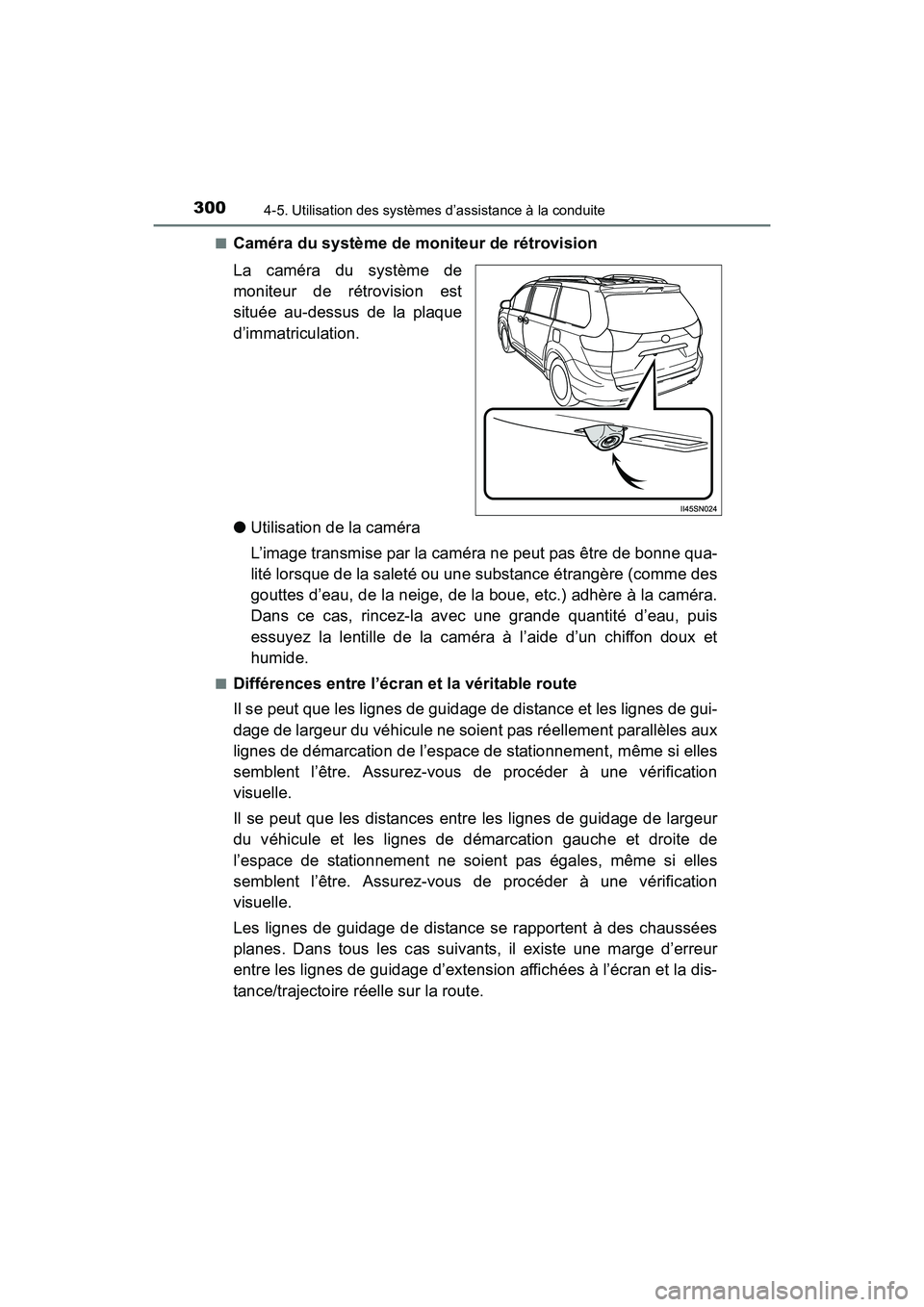 TOYOTA SIENNA 2017  Manuel du propriétaire (in French) 300
SIENNA_OM_OM08007D_(D)
4-5. Utilisation des systèmes d’assistance à la conduite
■Caméra du système de moniteur de rétrovision
La caméra du système de
moniteur de rétrovision est
situé