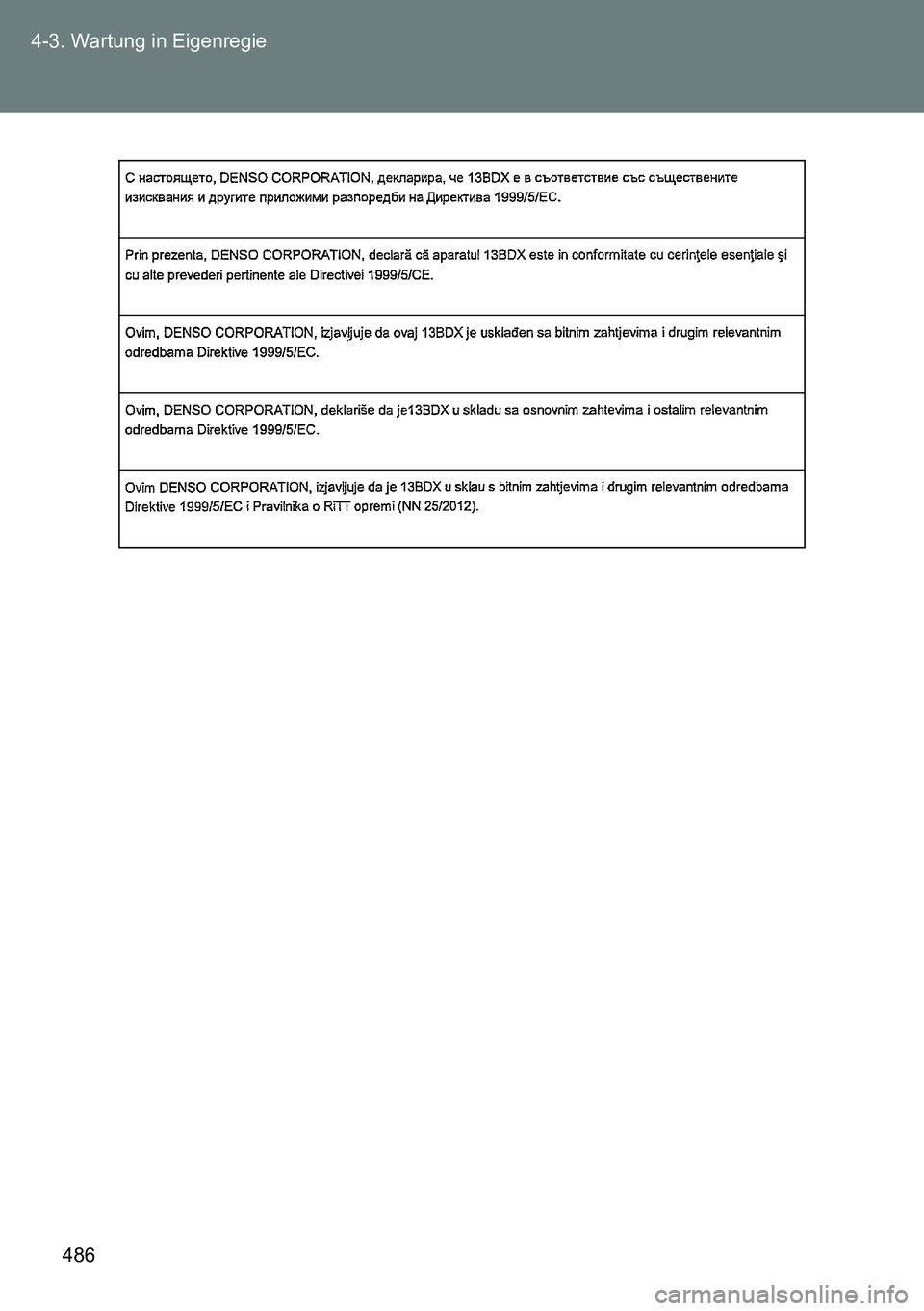 TOYOTA VERSO 2014  Betriebsanleitungen (in German) 486 4-3. Wartung in Eigenregie 