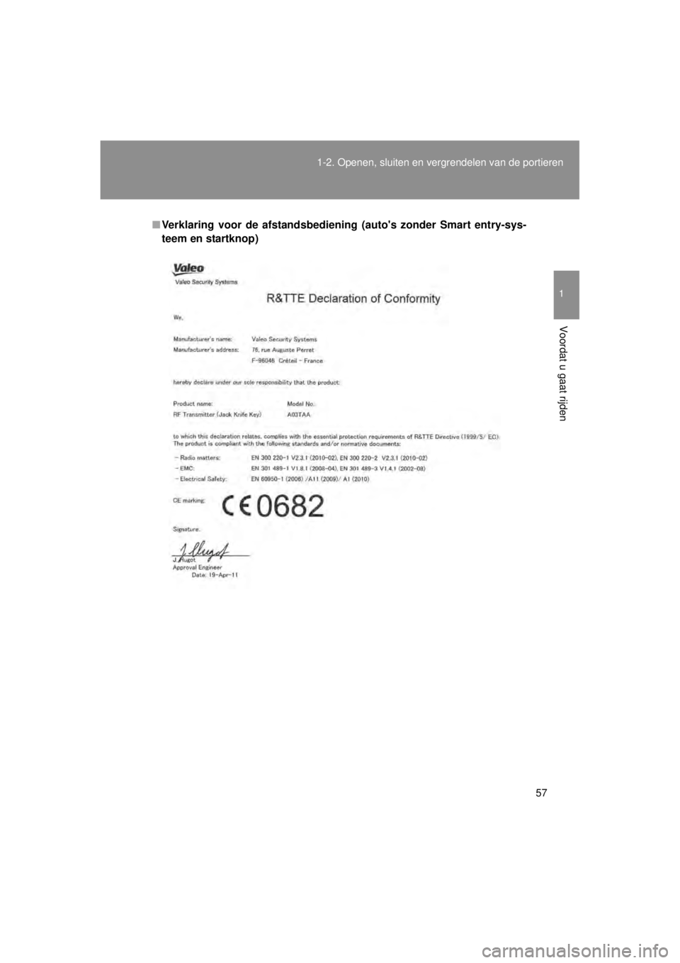 TOYOTA VERSO 2014  Instructieboekje (in Dutch) 57
1-2. Openen, sluiten en vergrendelen van de portieren
1
Voordat u gaat rijden
VERSO(BMW)_WE_OM64558E
■
Verklaring voor de afstandsbedien ing (autos zonder Smart entry-sys-
teem en startknop) 