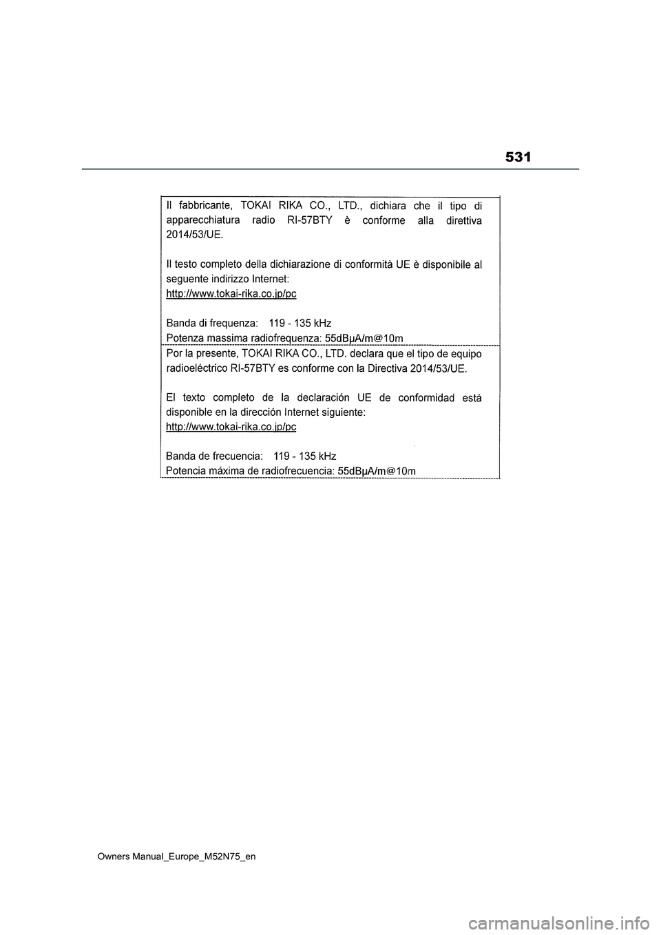 TOYOTA YARIS CROSS 2023  Owners Manual 531
Owners Manual_Europe_M52N75_en 
