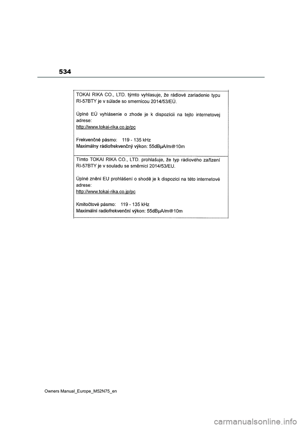 TOYOTA YARIS CROSS 2023  Owners Manual 534
Owners Manual_Europe_M52N75_en 