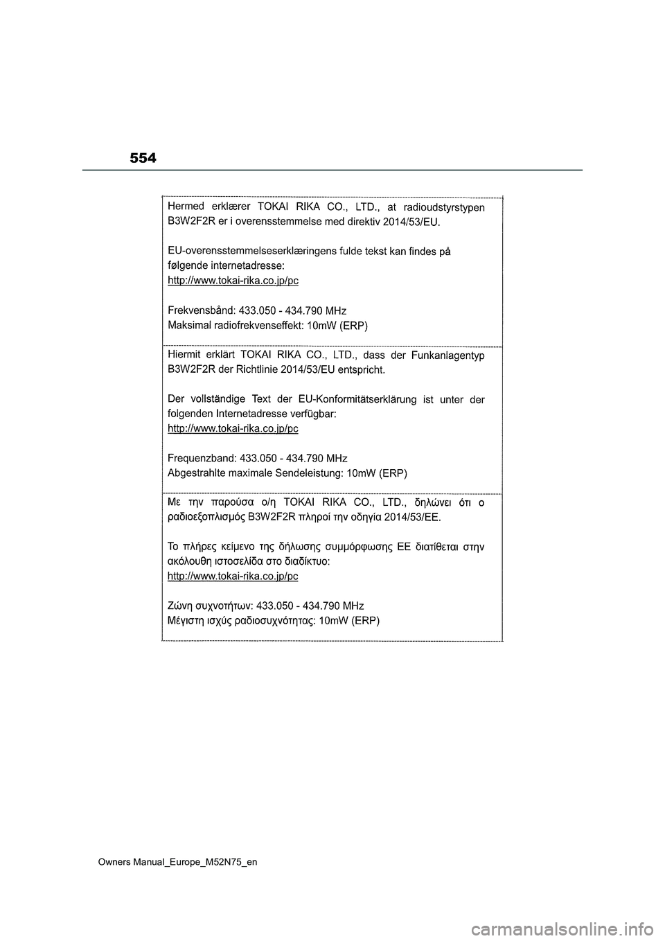 TOYOTA YARIS CROSS 2023  Owners Manual 554
Owners Manual_Europe_M52N75_en 