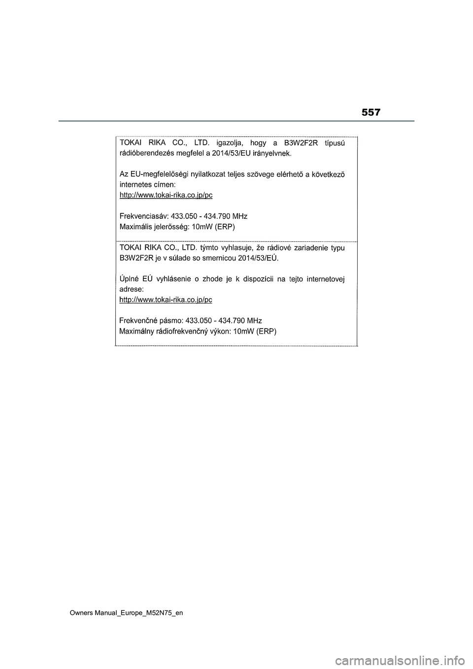TOYOTA YARIS CROSS 2023  Owners Manual 557
Owners Manual_Europe_M52N75_en 