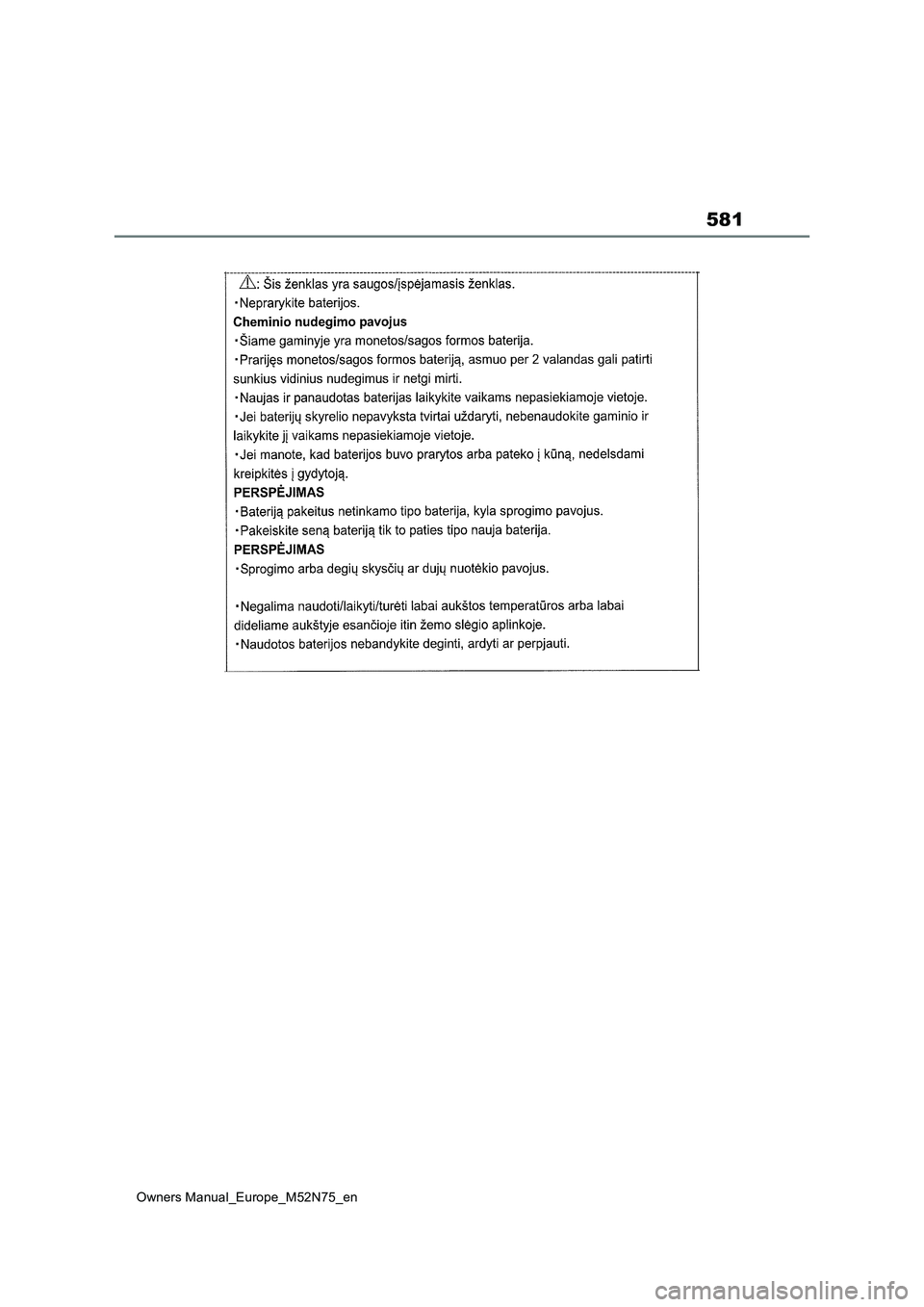 TOYOTA YARIS CROSS 2023  Owners Manual 581
Owners Manual_Europe_M52N75_en 